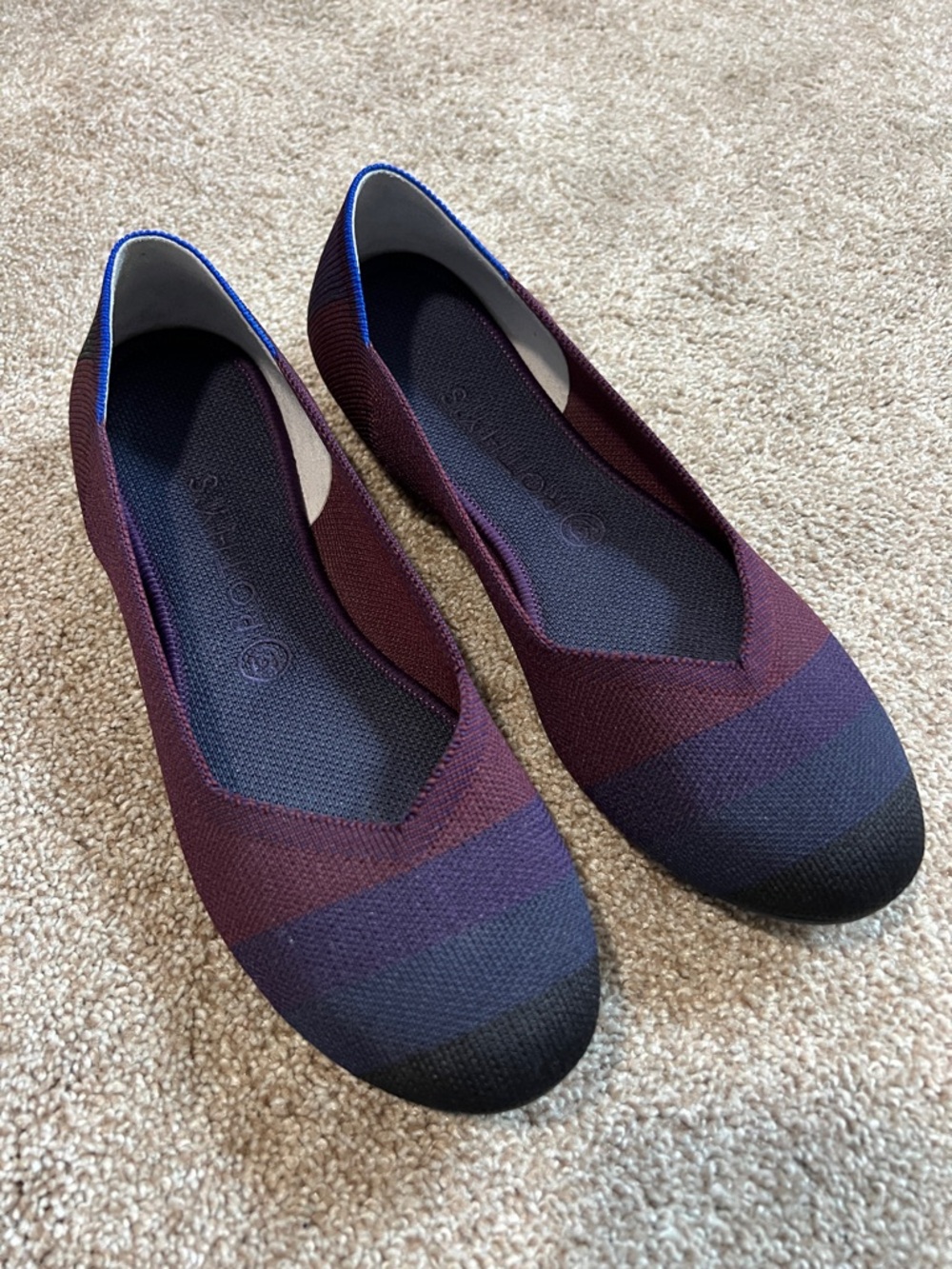 Rothy’s Blackberry Captoe Flats in size 10